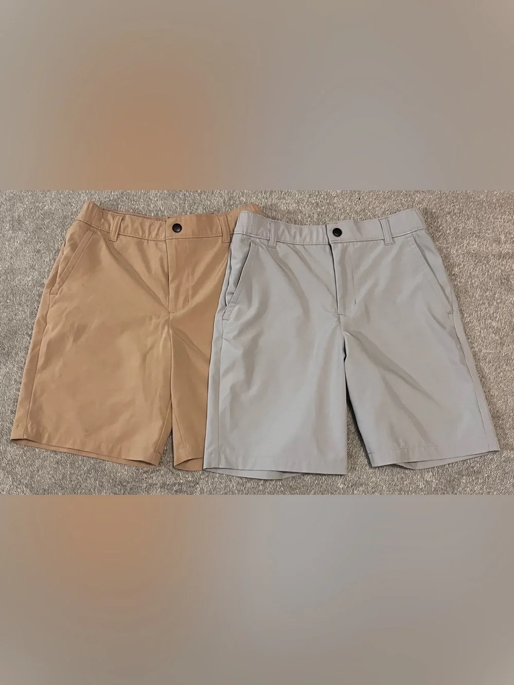 Good Boy’s Tek Gear Casual Stretch Chino Shorts - Tan and Light Gray M (10/12)